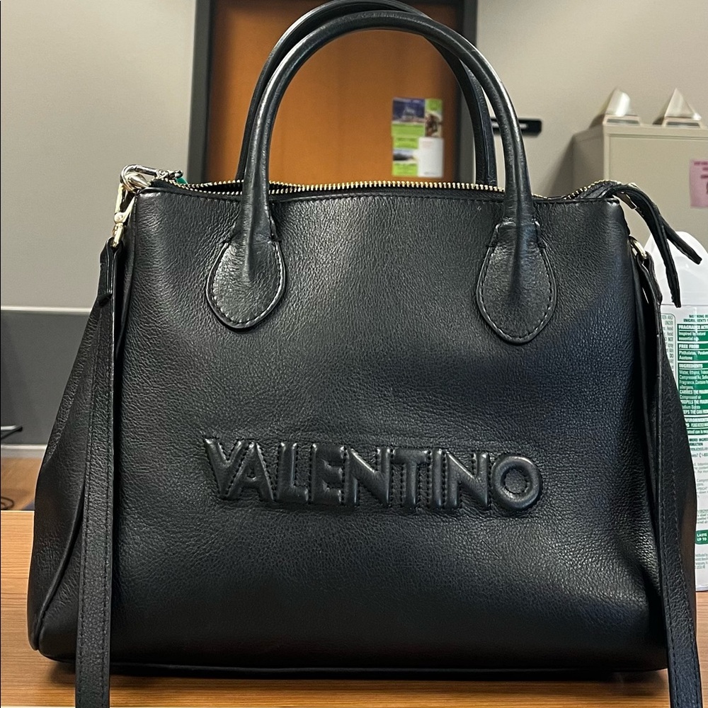 AUTHENTIC Valentino large cross body black leather bag.
